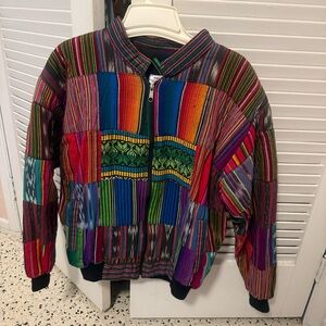 Vintage Hand Made colorful patchwork coat from Guatemala